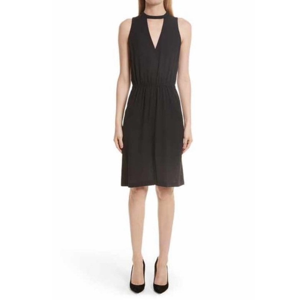 A.L.C 100% Silk Kenyatta Dress Sleeveless Cutout V-Neck Cinched Waist Size 8